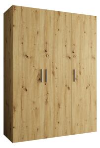 Šatní skříň 150 cm Borry 1 (dub artisan + stříbrná)