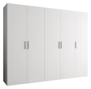 Šatní skříň 250 cm Borry 1 (bílá + stříbrná)