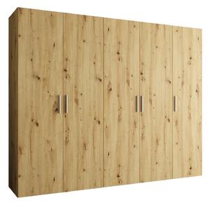 Šatní skříň 250 cm Borry 1 (dub artisan + stříbrná)
