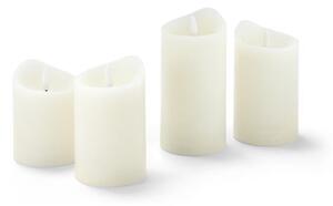 Svíčky z pravého vosku s LED, 4 ks, krémově bílé