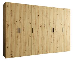 Šatní skříň 300 cm Borry 1 (dub artisan + černá)