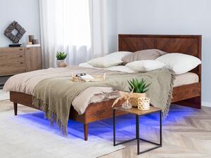 Manželská postel 140 cm MILLET (s roštem a LED osvětlením) (tmavé dřevo). 1007371