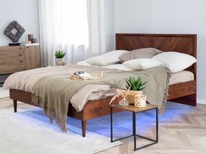 Manželská postel 180 cm MILLET (s roštem a LED osvětlením) (tmavé dřevo). 1007373
