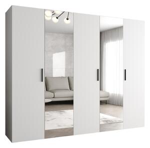 Šatní skříň 250 cm Borry 2 (bílá + černá)