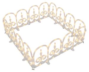 LILIIN, osvětlený plot, vlnitý plastový, s dekorativními hranami, bílý PVC, LED, vánoční, plot do zahrady, 1,88 m, 160 LED