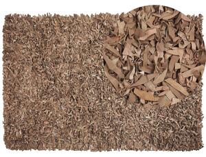 Béžový shaggy kožený koberec 160x230 cm MUT