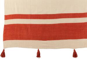 Červený bavlněný pléd J-line Groovy 135 x 185 cm