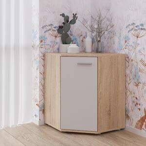 Komoda FAUSKE – prostorná – hranatá – dub Sonoma – bílá – íka 58 cm, výka 74 cm, hloubka 58 cm