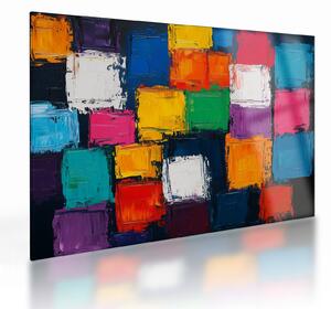 Skleněný obraz - Malba barevných čtverců (70x50 cm)