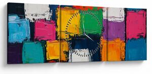 Obraz - Malba barevných čtverců (s hodinami) (90x30 cm)