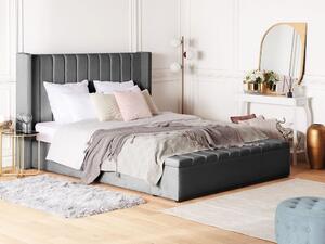 Manželská postel 160 cm NAIROBI (textil) (šedá) (s roštem). 1018529