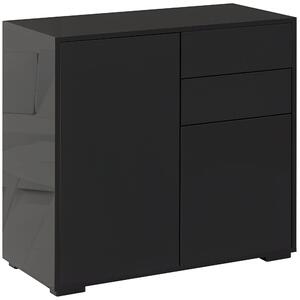 HOMCOM Komoda s šuplíky a 2 Push-Click dvířky, Úložná skříň s nastavitelnou policí, Skříňka se šuplíky do Kuchyně, Obývacího pokoje 79 x 36 x 74 cm Če