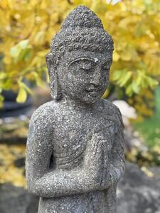 Stojící socha Buddhy z lávového kamene – ruční práce z Bali