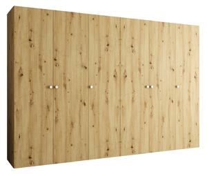 Šatní skříň 300 cm Parna 1 (dub artisan + stříbrná)