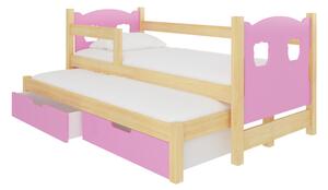 Dětská postel CAMPOS, 180x75, sosna/růžová