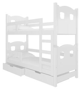 Dětská patrová postel BALADA, 180x75, bílá