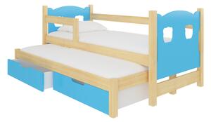Dětská postel CAMPOS, 180x75, sosna/modrá