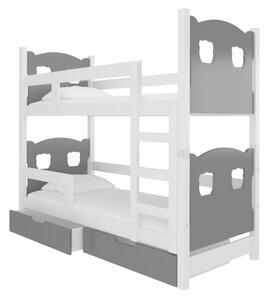 Dětská patrová postel MARABA, 180x75, bílá/šedá