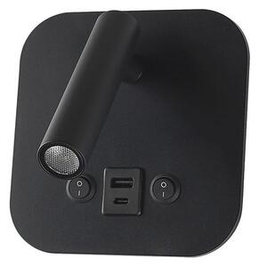 LED Solution Černé nástěnné LED svítidlo s USB/PD nabíjením 8W 240036
