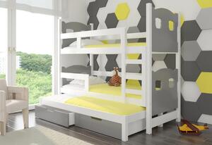 Dětská patrová postel LETIA, 180x75, bílá