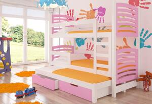 Dětská patrová postel SORTA, 180x75, bílá/oranžová
