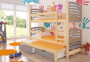 Dětská patrová postel SORIA, 180x75, sosna/modrá