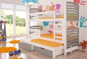 Dětská patrová postel SORIA, 180x75, bílá/modrá
