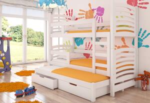 Dětská patrová postel SORTA, 180x75, bílá