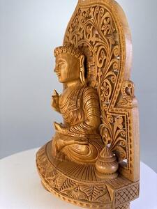 Indický sedící Buddha z tropického dřeva