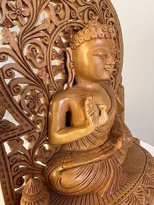 Indický sedící Buddha z tropického dřeva