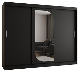 Šatní skříň 250 cm Lulu (černá). Akce -21%
