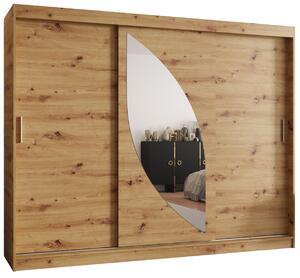 Šatní skříň 250 cm Milain (dub artisan). Akce -21%