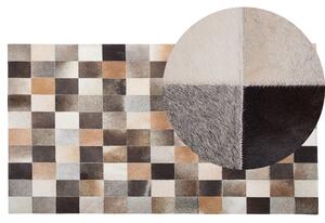 Koberec kožený hnědo-béžovo-šedý 200 x 300 cm SOKE