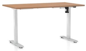 Výškově nastavitelný stůl OfficeTech A, 140 x 80 cm - bílá podnož Barva: Dub