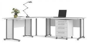 Rohový psací stůl Office 80400/304 bílá/silver grey