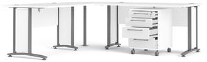 Rohový psací stůl Office 80400/304 bílá/silver grey
