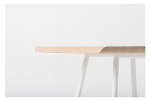 Barový stolek s deskou z masivního dubového dřeva a bílými nohami Gazzda Leina