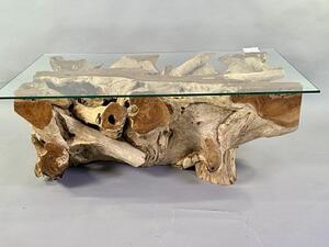 Teakový stolek Manado 120x60 cm včetně skla