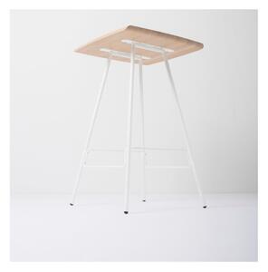 Barový stolek s deskou z masivního dubového dřeva a bílými nohami Gazzda Leina