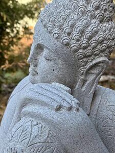 Buddha z říčního kamene 100 cm – ručně tesaná socha z Bali