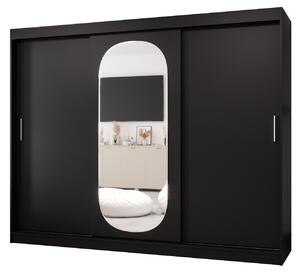 Šatní skříň 250 cm Ronny (černá). Akce -21%