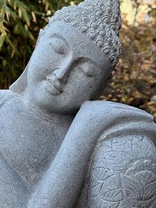 Buddha z říčního kamene 100 cm – ručně tesaná socha z Bali