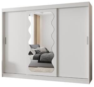 Šatní skříň 250 cm Spock (bílá). Akce -21%