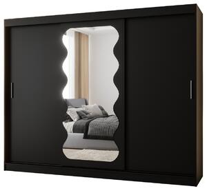 Šatní skříň 250 cm Spock (černá). Akce -21%
