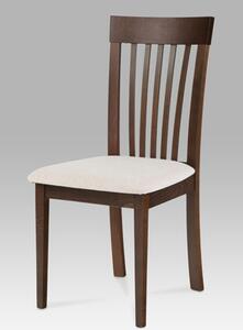 Autronic - Jídelní židle, masiv buk, barva ořech, látkový béžový potah - BC-3950 WAL