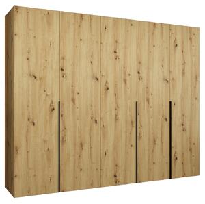 Šatní skříň 250 cm Alice 1 (dub artisan + černá)