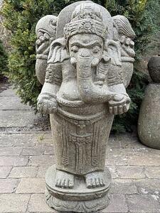 Stojící socha Ganéši z lávy – 80 cm, ručně tesaná na Bali