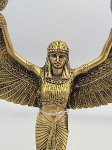 Mosazná soška svícen bohyně Isis – 31 cm, egyptský symbol ochrany