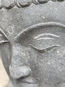 Ručně tesaná hlava Buddha z říčního kamene – 80 cm
