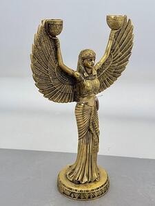 Mosazná soška svícen bohyně Isis – 31 cm, egyptský symbol ochrany